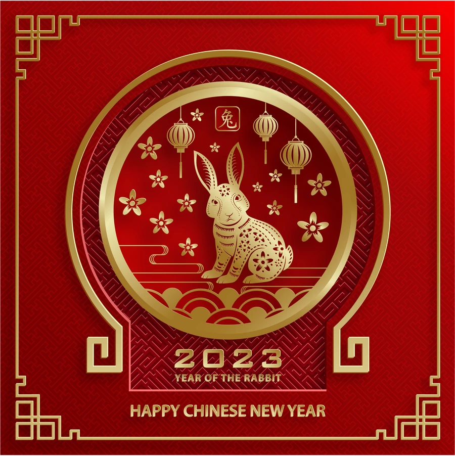 2023兔年中国风新年春节剪纸风节日宣传插画海报背景展板AI素材【191】